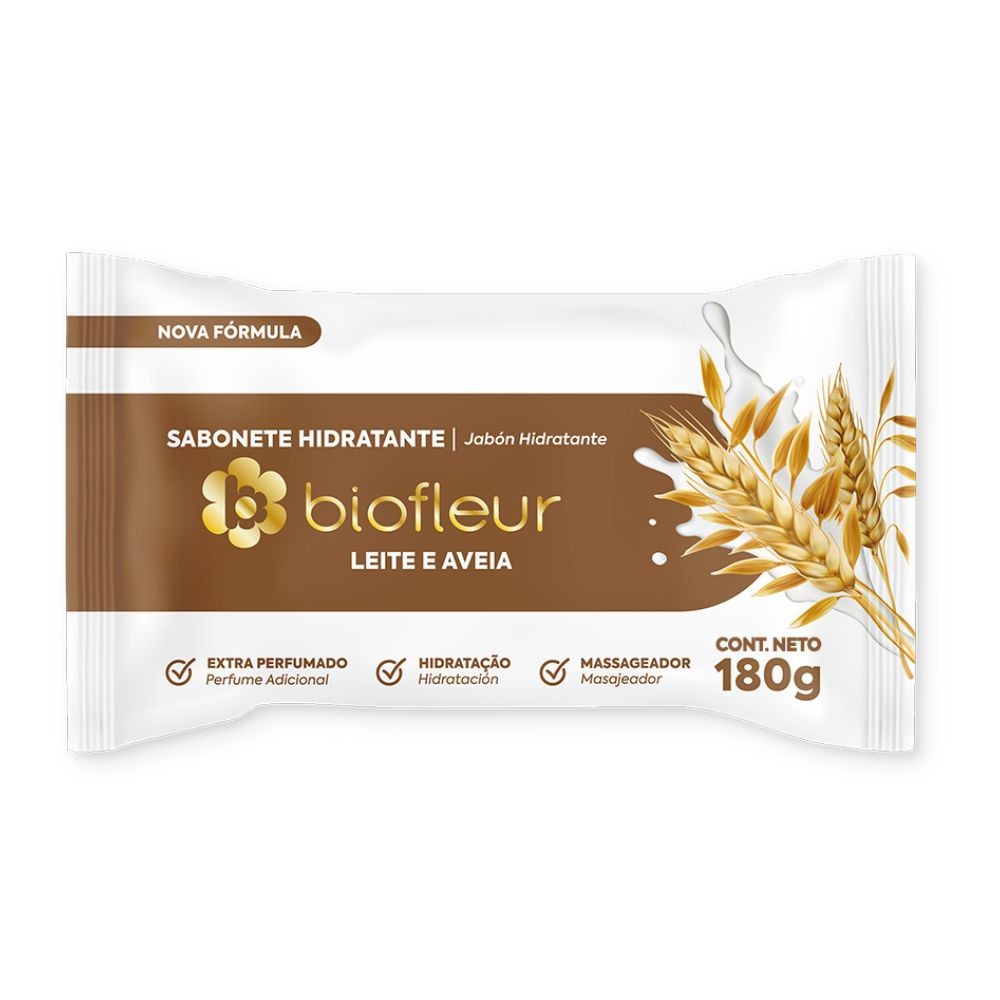 Sabonete Hidratante Biofleur Leite e Aveia 180g - Beauty