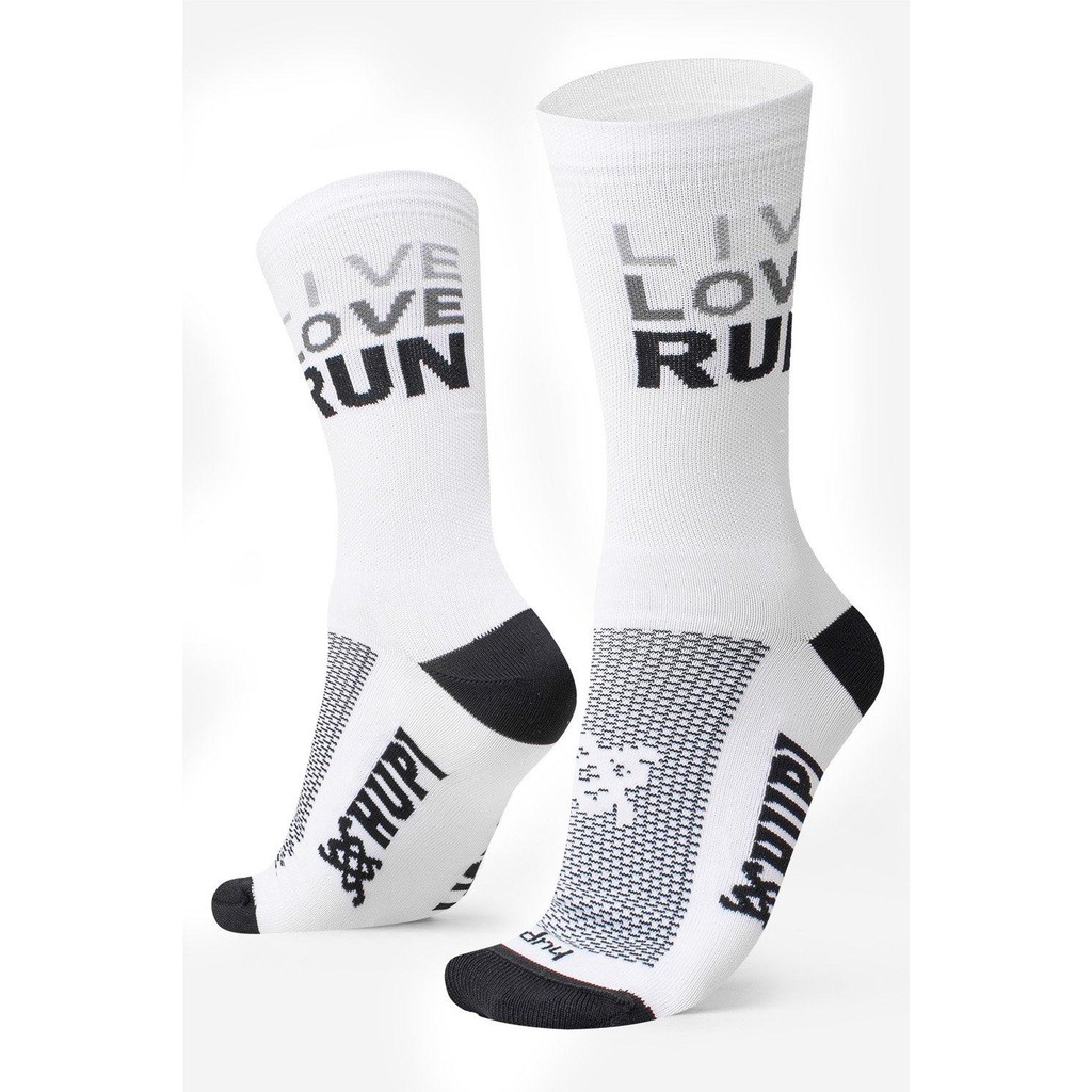 Meia HUPI Live Love Run Branca Ideal para Corrida, Tamanho 36-42