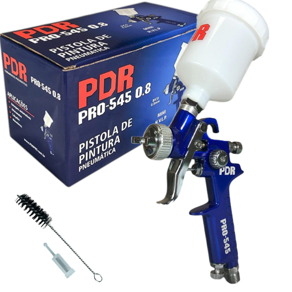 Mini Pistola de Pintura Profissional PDR Sistema HVLP 35psi bico de 0.8mm Copo Branco 125ml