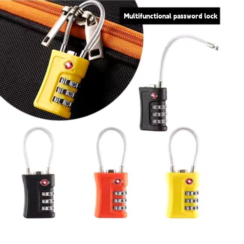 Imagem 1/3PCS Cadeado TSA com cabo e combinação para mala de viagem e mochila para aeroporto.