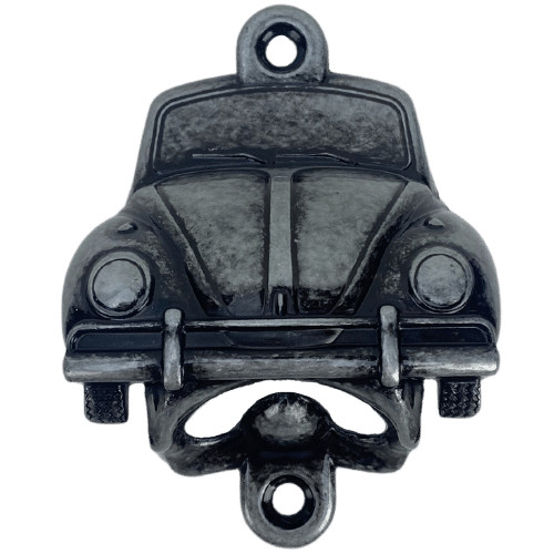 Abridor de Garrafas Fusca VW em Metal Prata Velho Escovado 8,9x6,5cm Acessório Decoração Artesanato Ferragem