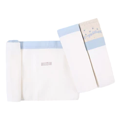 Kit Cueiro Loupiot Nature Bordado Ramos Poá Azul - 03 Peças
