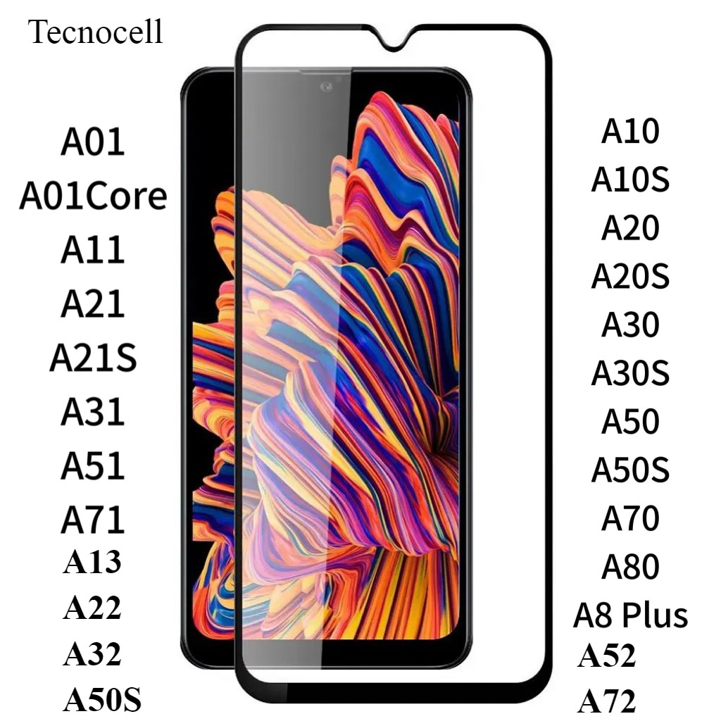 Película Vidro Temperado 3D Samsung A01 A10 A11 A20 A21S A30 A31 A50 A51 A70 A71 A80 A8 Plus