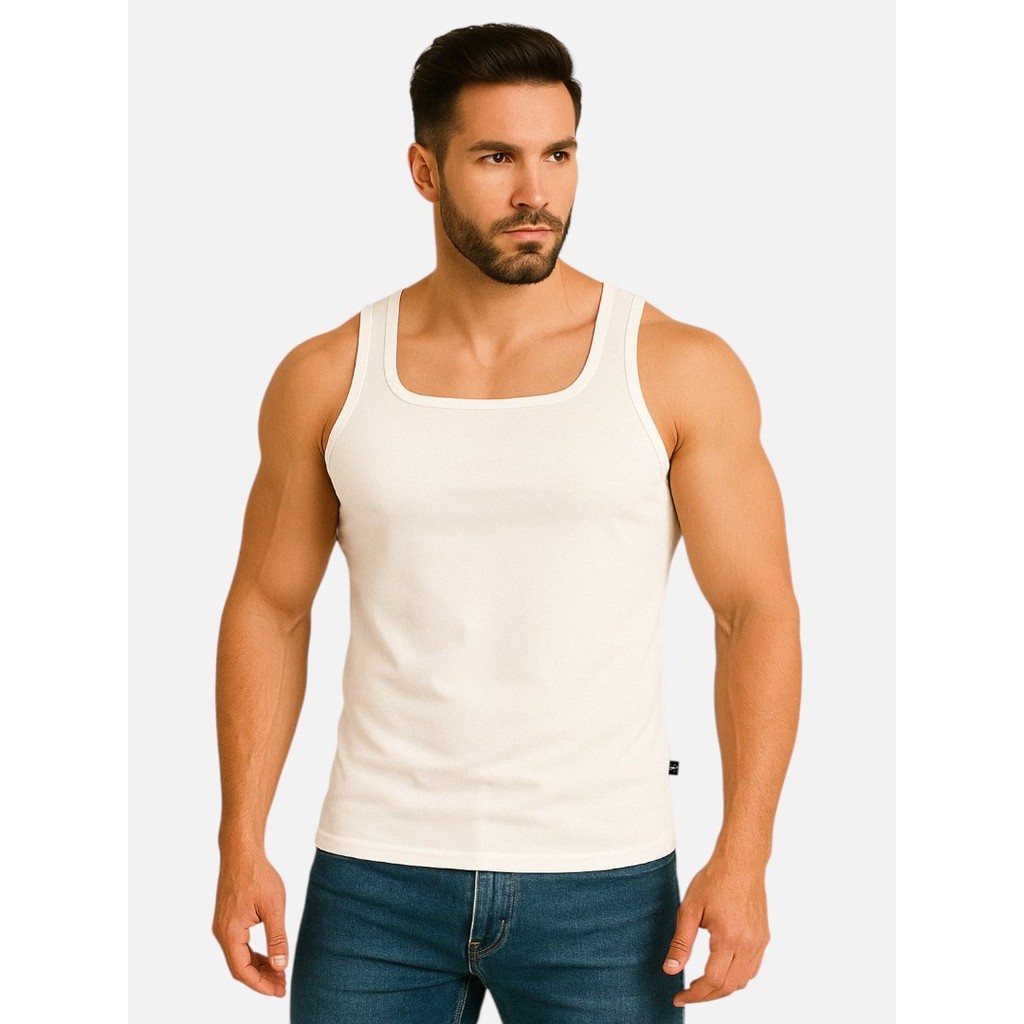 Camiseta Regata Masculina Tank Básica Slim Elastano Academia Viscose Gringa Americana Viscolycra