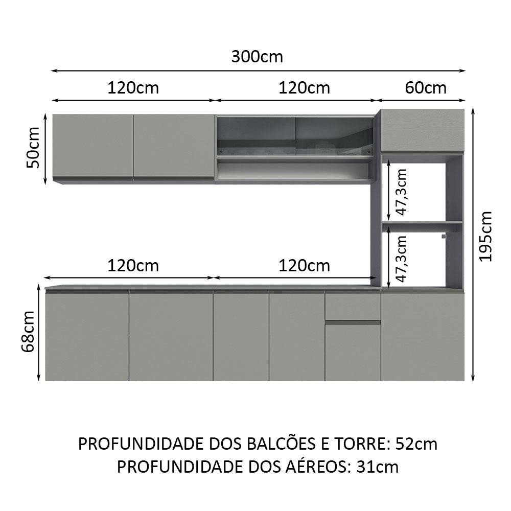 Armário de Cozinha Completa 300 cm Suspenso Nice Madesa 03 · foto 2