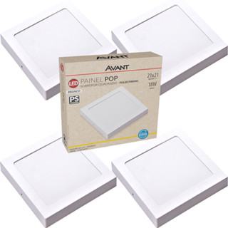 Kit 4 Luminária de Teto Painel Plafon 18W Sobrepor Branco Quente 3000K Avant em Oferta na Shopee