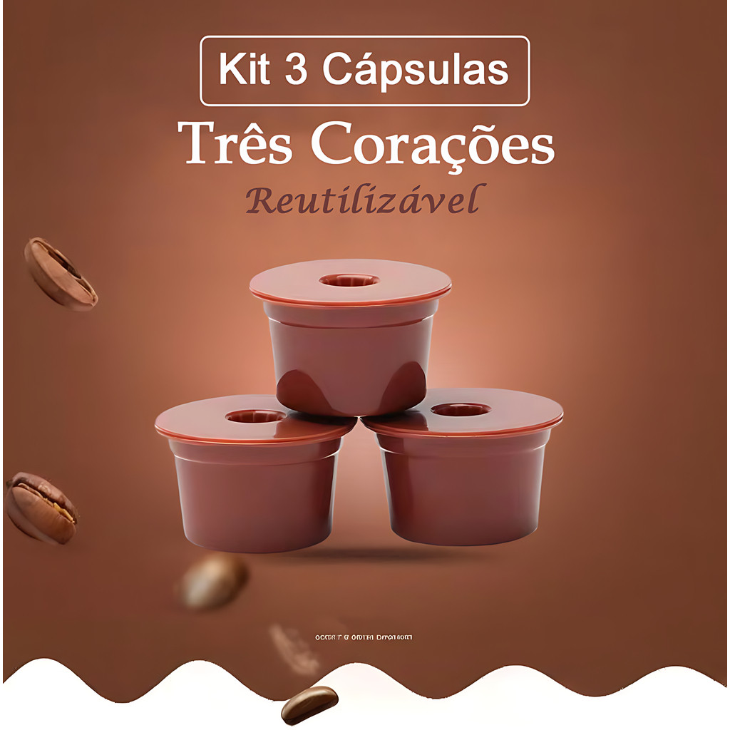 Imagem Kit 3 Cápsulas Três Corações Reutilizável Reaproveitável para POP PLUS e VERSA