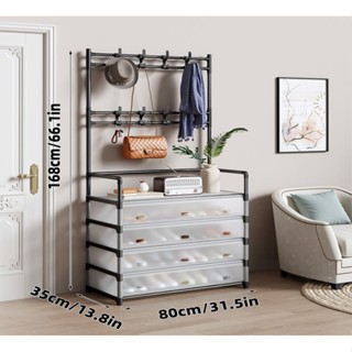 Arara Cabideiro Sapateira De 5 Andares Com Tampa Organizador Multiuso Armario Prateleira Rack c em Oferta na Shopee