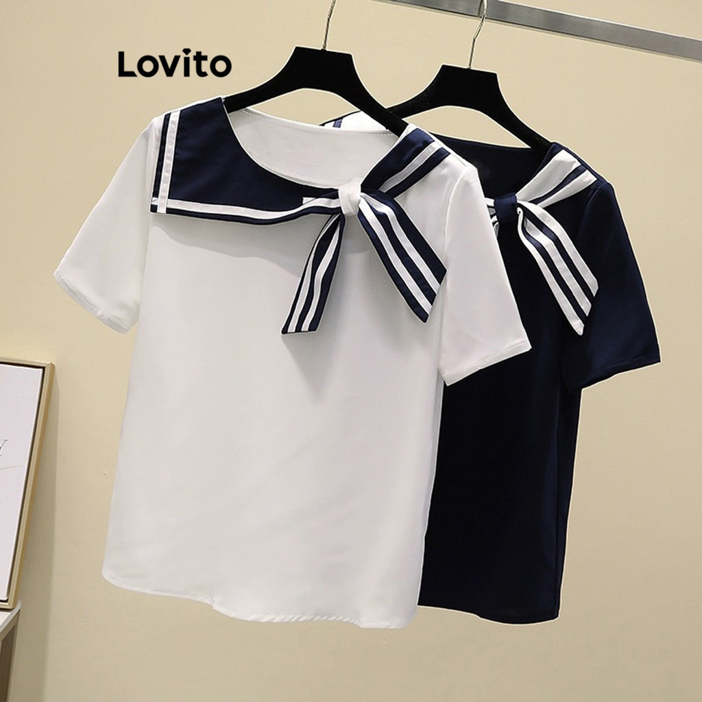 Detalhes do Blusa Feminina Formal Lovito em Laço Lisa LNA49194