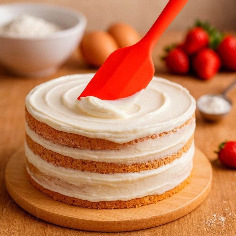 Espátula De Silicone Maciço Utensílio De Cozinha Pão Duro Resistente 19cm WL-2495
