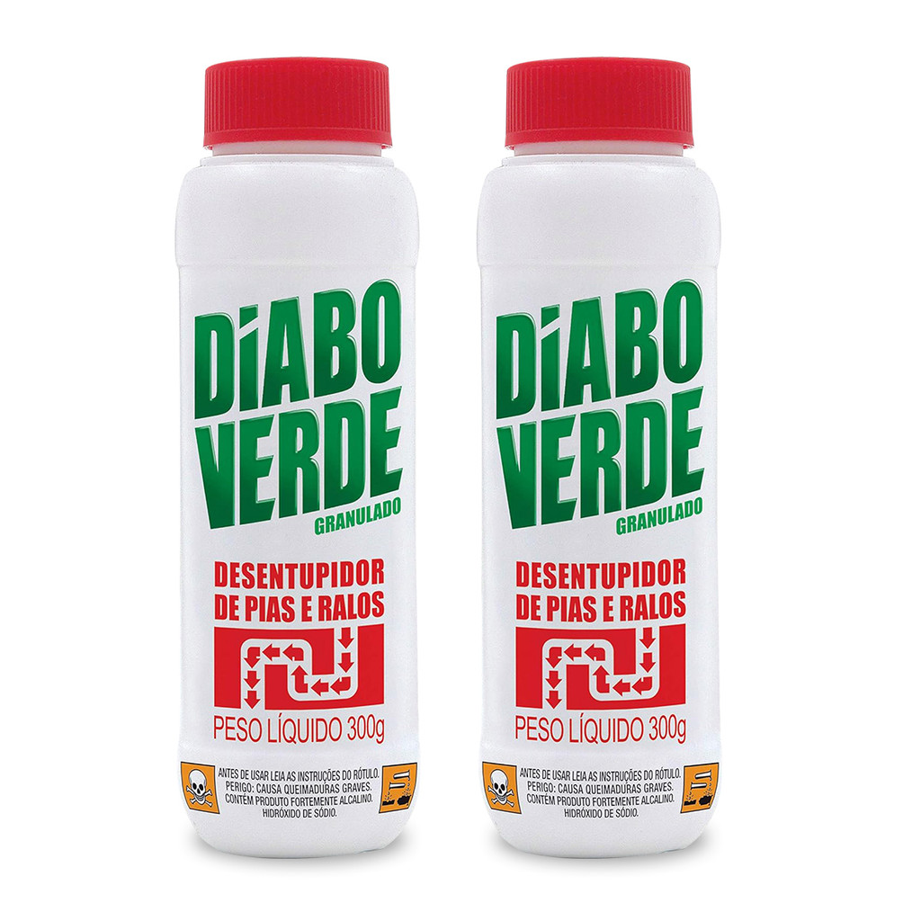 Kit 2 Diabo Verde Desentupidor Para Vaso Pia Ralo Sanitário Ação Rápida Potente Canos Granulado 300g Privada em Oferta na Shopee