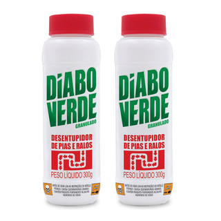Kit 2 Diabo Verde Desentupidor Para Vaso Pia Ralo Sanitário Ação Rápida Potente Canos Granulado 300g Privada