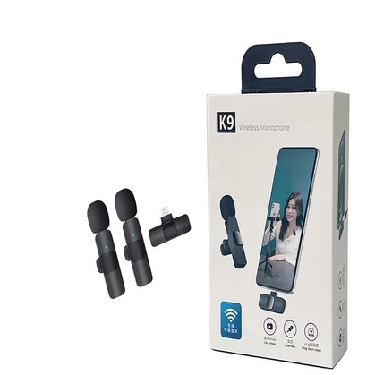 Microfones Lapela Wireless Sem Fio K9 Vlog Tipo-C ou Iphone