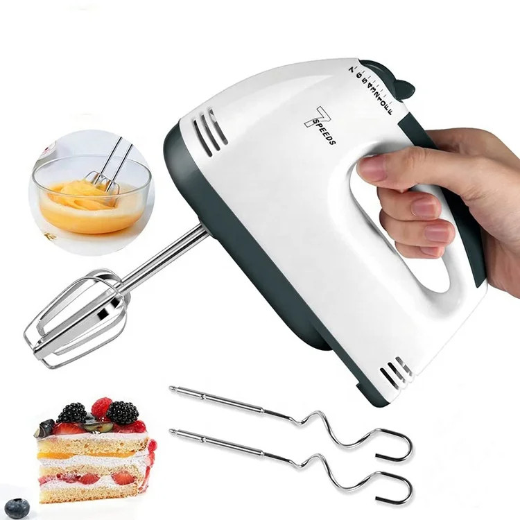 Batedeira Elétrica De Mão Bolo Chantilly 7 Velocidades 110V e 220v Com Gancho e Batedor 200W Casa Beleza Bem Estar