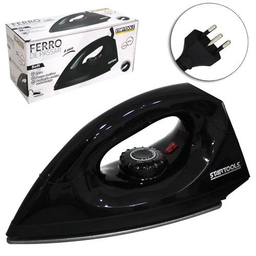 Ferro Passar Seco Leve Compacto Design Moderno Pratico Eficiente 127v Preto