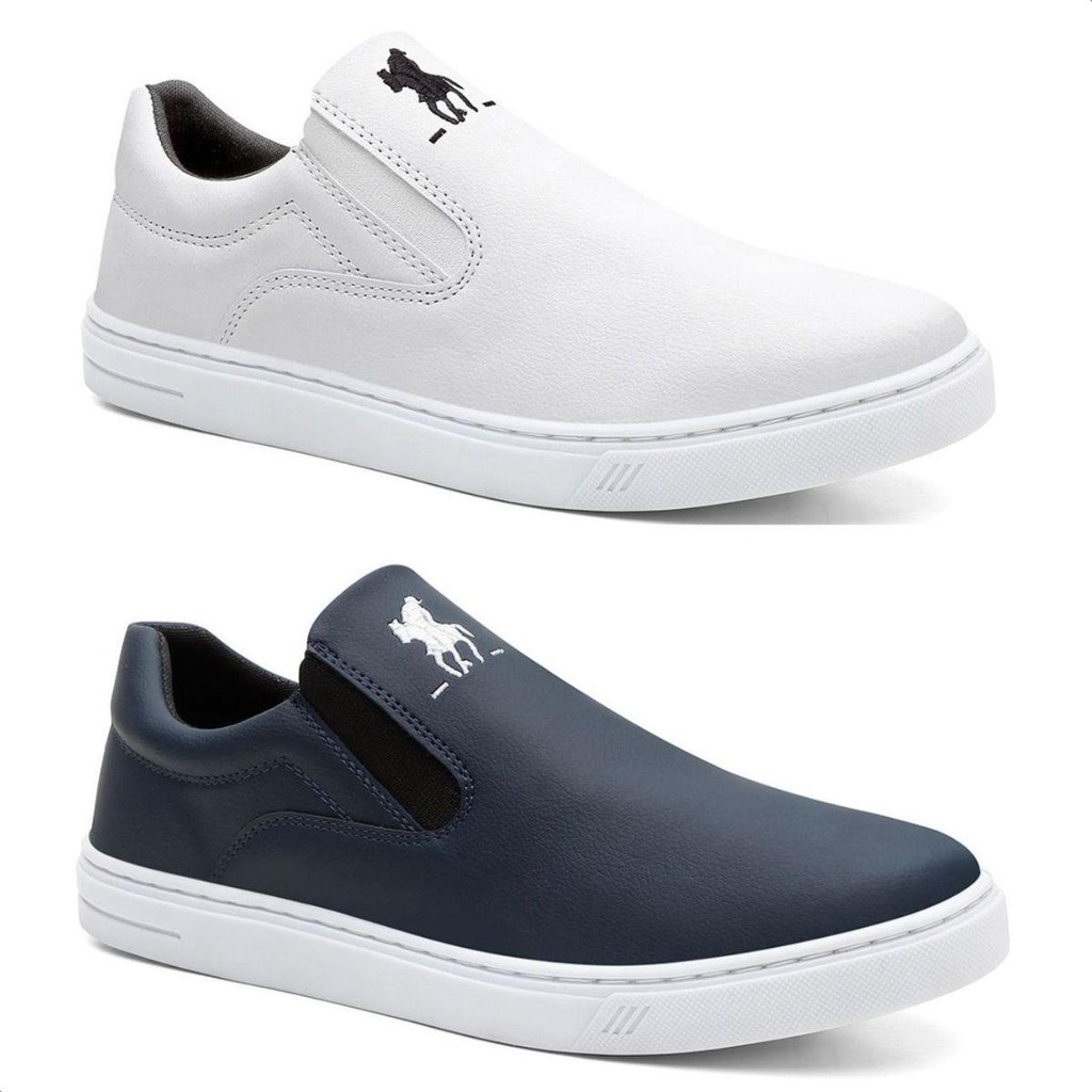 Kit 2 Tenis Slip On Polo Plus Original Masculino Casual Liso
