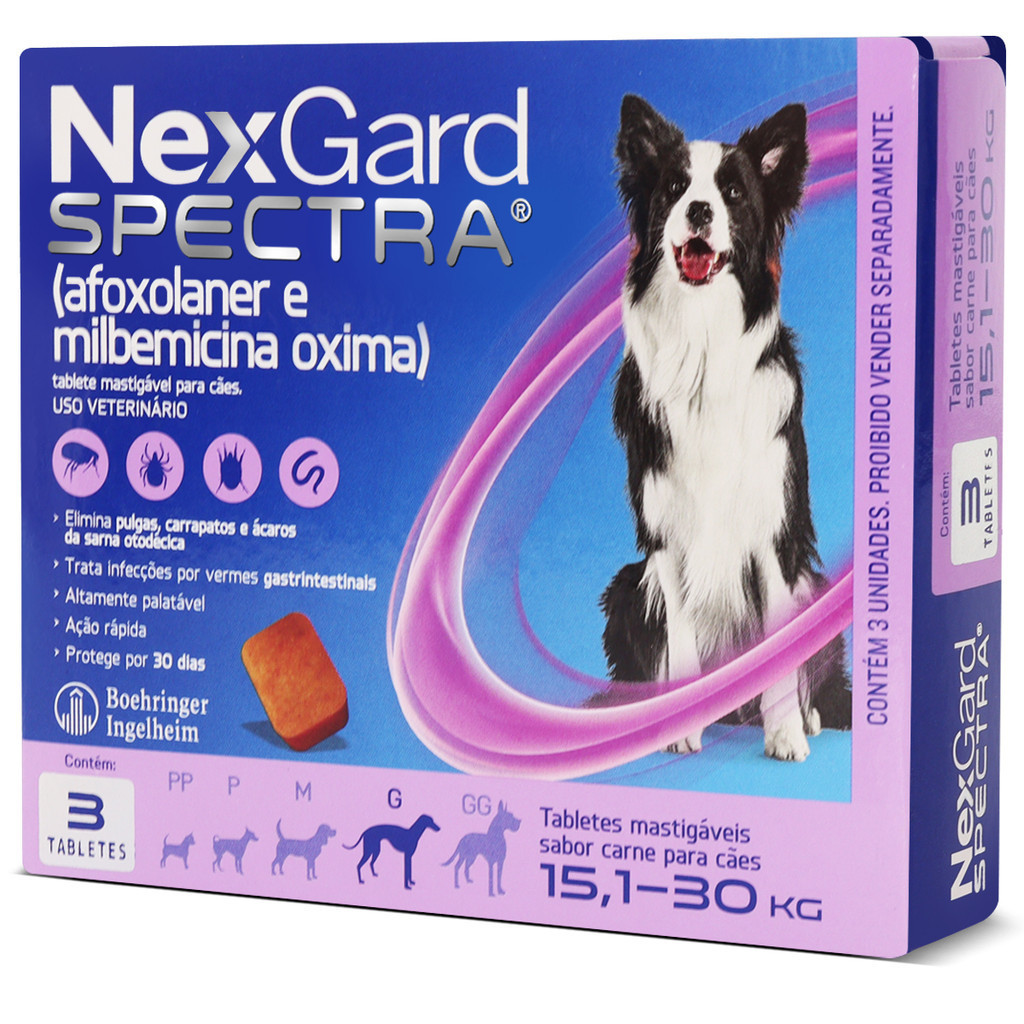 Nexgard Spectra G De 15,1kg A 30kg 3 Tabletes Antipulgas e Carrapatos Para Cachorro