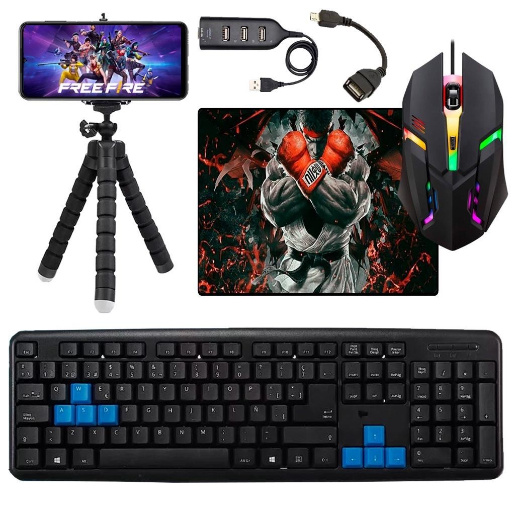 Kit Mobilador Teclado Shey Mouse Ley Mouse Pad HUB OTG Tripe 7 Peças