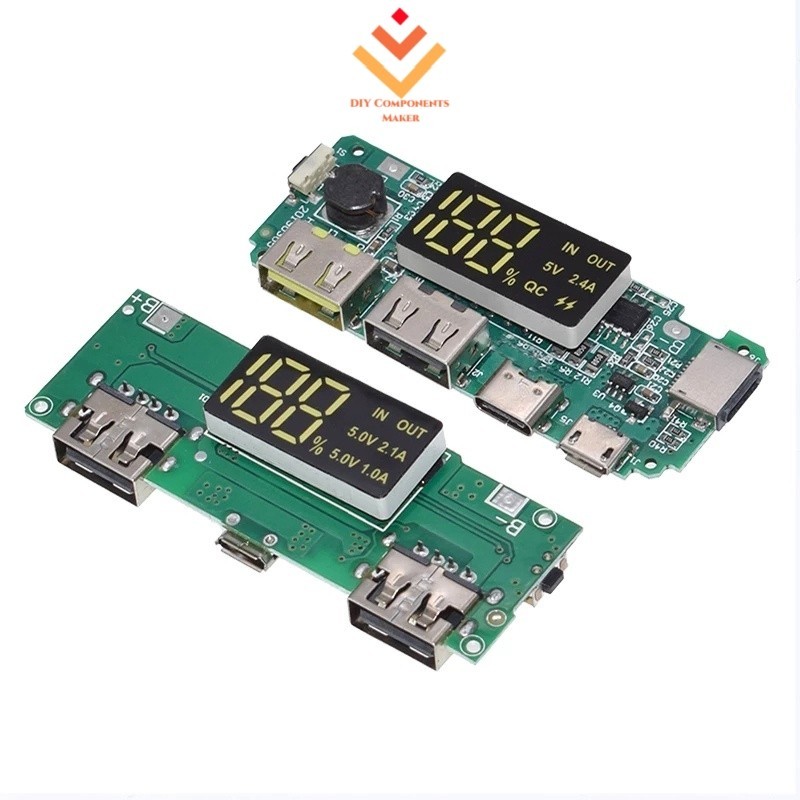 LED Dual USB 5V 2.4A Micro TypeC Mobile Power Bank 18650 Módulo De Carregamento Placa De Carregador De Bateria De Lítio