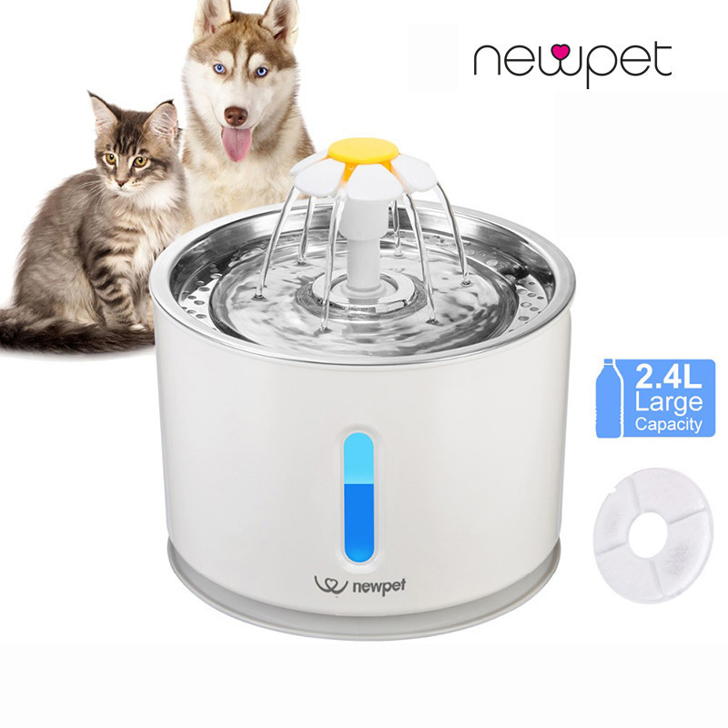 2.4L Fonte De Água Do Gato Automático Filtro Interior LED Beber Para De Gatos