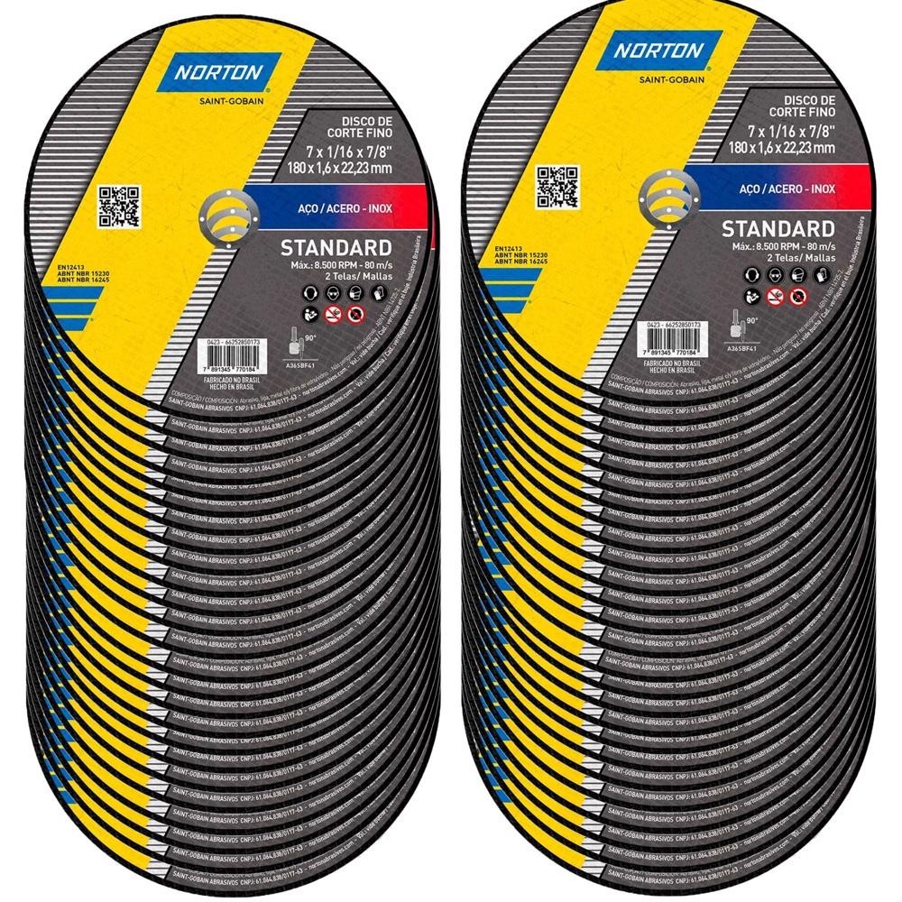 Disco de Corte 7 x 1,6 MM Standard Com 50 Unidades NORTON em Oferta na Shopee