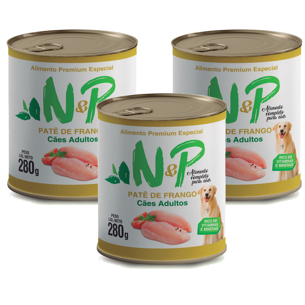 Patê Petisco Sabor Frango Cães Adultos Premium N&P 200g - 3 unidades