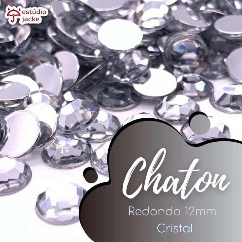 Chaton Modelo Diamante Redondo 12mm - Cristal - Base Reta em Oferta na Shopee