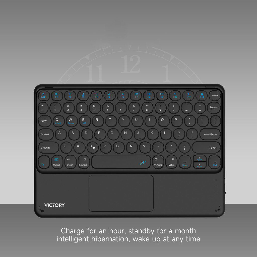 Teclado Bluetooth   Chave Redonda Sem Fio Com Touch Para Celular/Tablet/Laptop