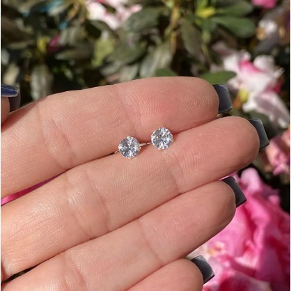 Brincos prata 925 zirconia redondo 5mm ponto de luz - Fashion Accessories