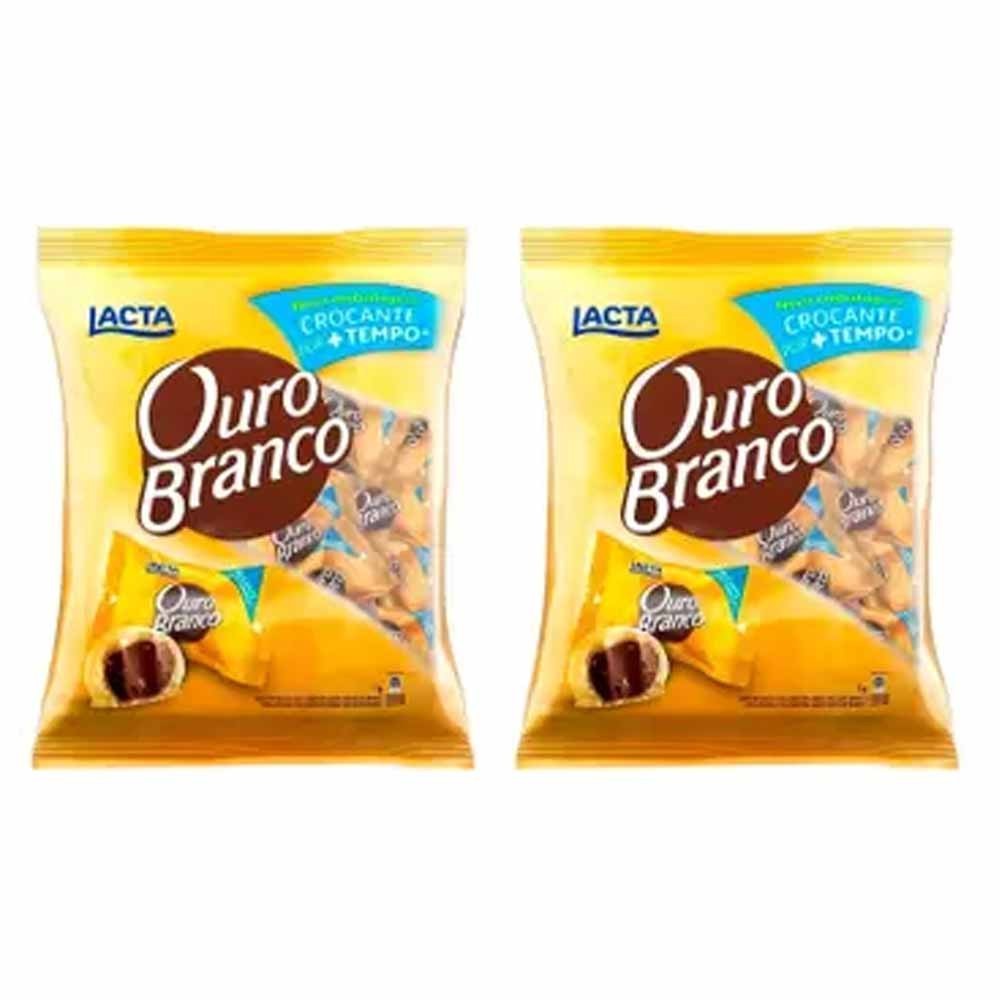 Kit 2 Pacotes de Bombom Ouro Branco 1kg Lacta