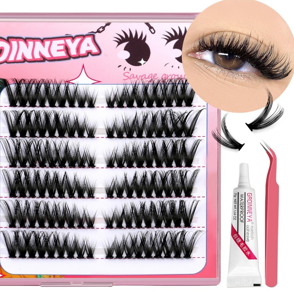 GROINNEYA Cluster Lashes Lash Extension kit DIY 3D Faux Mink De Pestanas De Volume Individual Para Colagem De Extensão Maquiagem