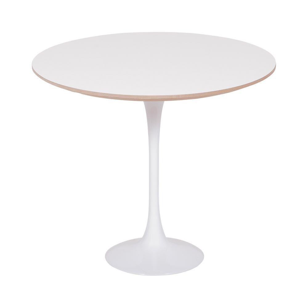 Mesa Lateral Oval Fórmica Branca 57x38cm - Base Branca