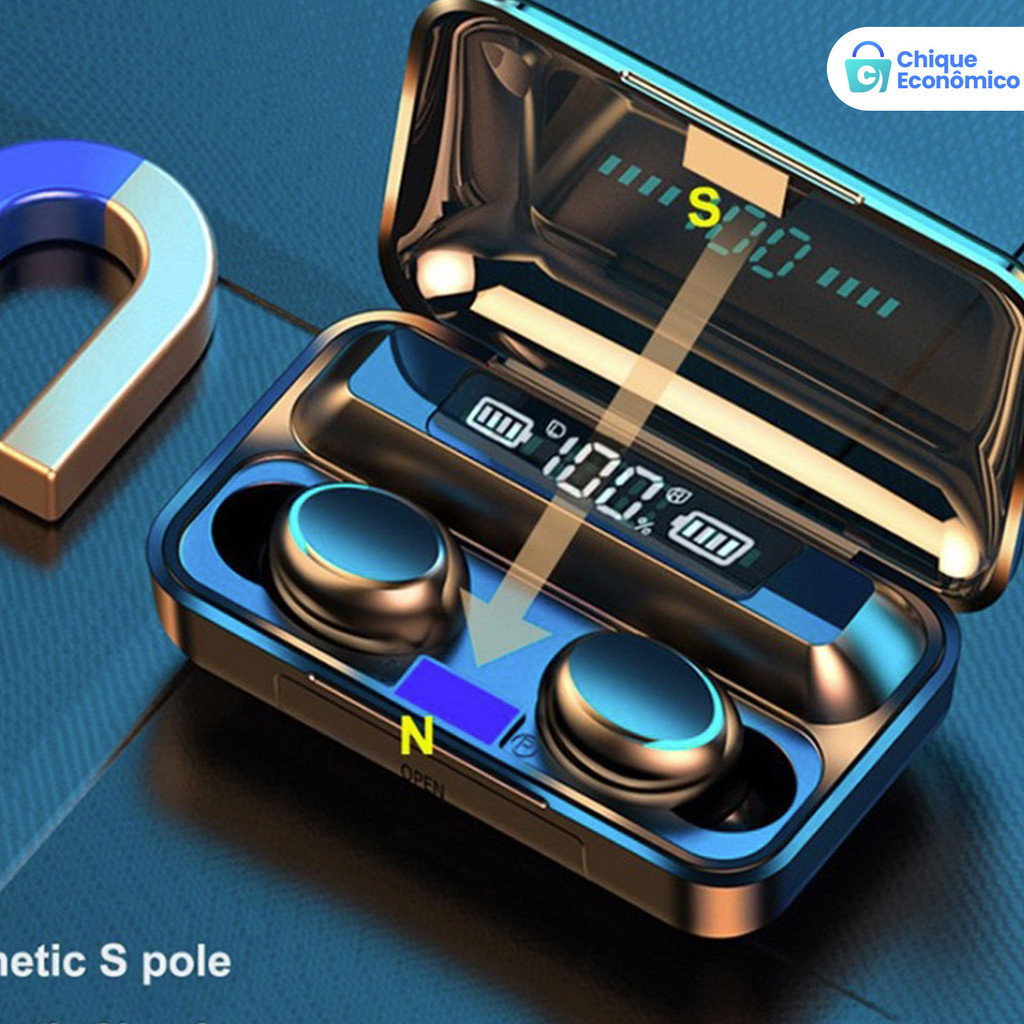 F9 Fone de Ouvido Sem Fio Air Pro 5.0 - Alta Durabilidade da Bateria, Bluetooth Sem Atraso, À Prova d'Água em Oferta na Shopee