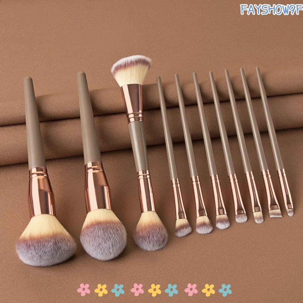 FAYSHOW 10Pcs/Set Makeup Tool , Foundation Powder Blush Brush , Ferramentas De Beleza Para Sombra Cosmética Profissional Durável Mulheres