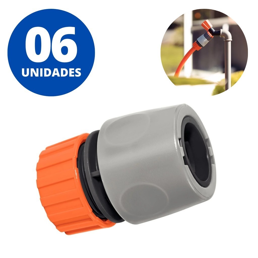 Kit 6 Engates Rápidos para Mangueira de 1/2" Tramontina Conector Plástico para Sistema de Irrigação e Jardim Casa