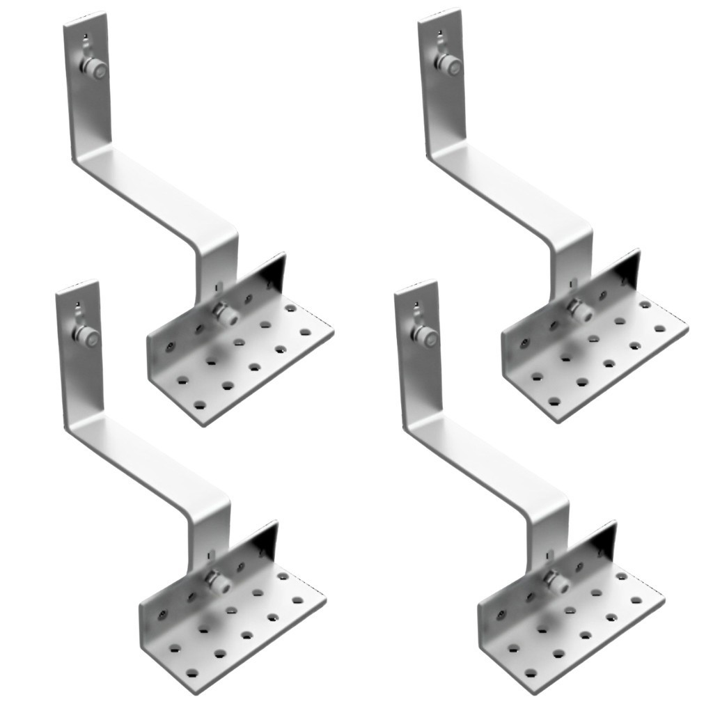 Kit 04 Estrutura Suporte Fixador Linha C Placa Painel Solar Inox Para Telha Cerâmica e Cimento Perfil Master Suporte
