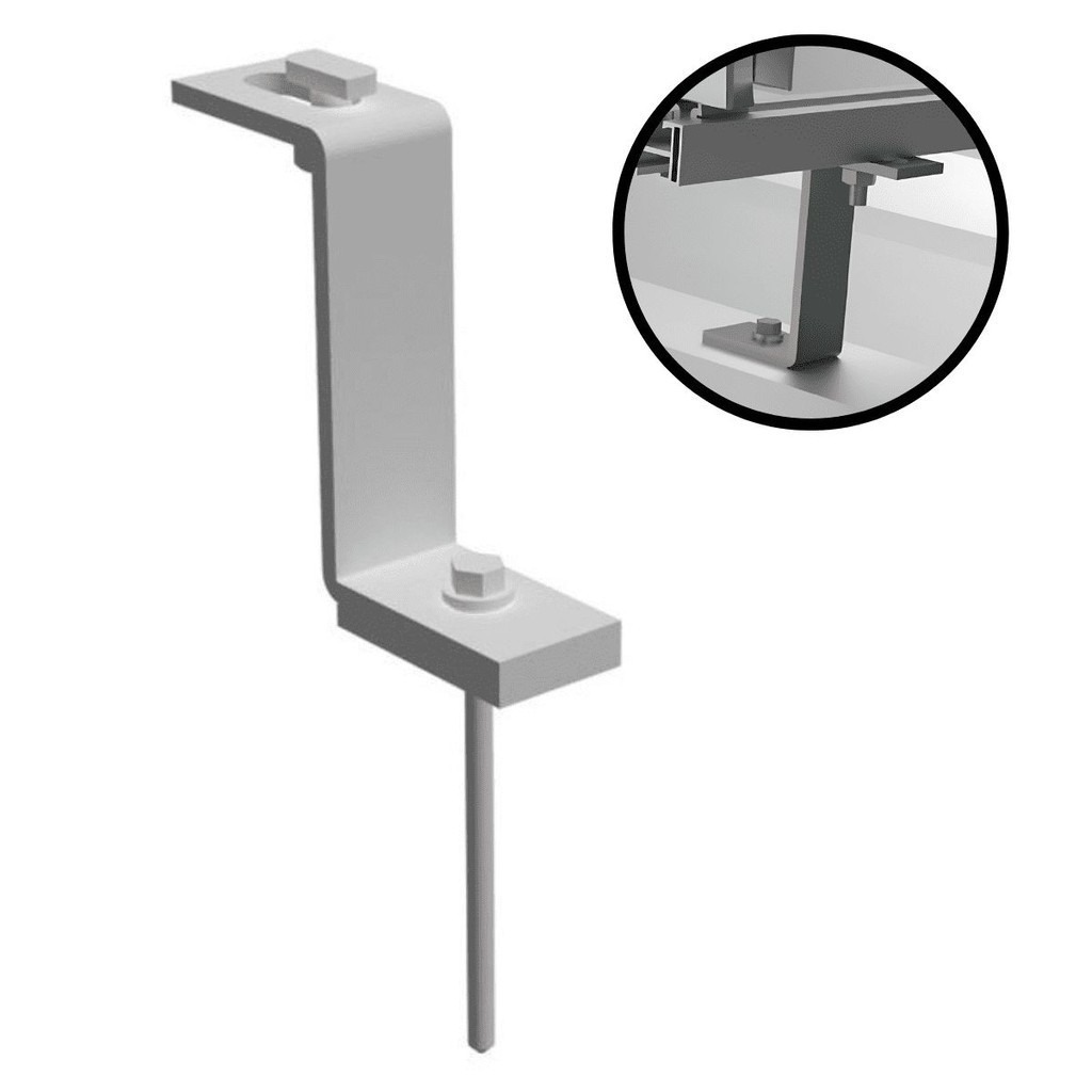 Estrutura Suporte Z Fixador Placa Painel Solar Alumínio e Inox Para Telha Metálica Ondulada Perfil Master Suporte Z