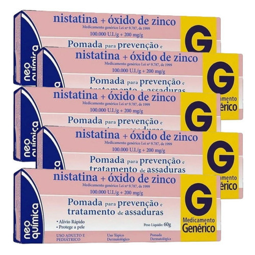 Pomadas Assadura Nistatinaa + Óxido De Zinco 60g Kit 5 UN