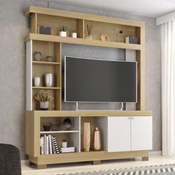 Estante Home Theater Mali Nature Off White - Móveis Leão