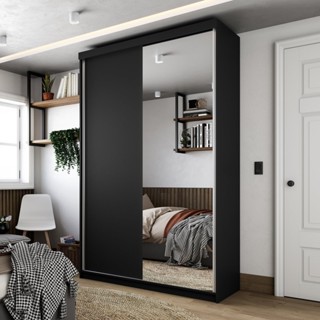 Guarda-roupa Solteiro 100% Mdf Bp com 2 Portas e 1 Espelho Preto em Oferta na Shopee