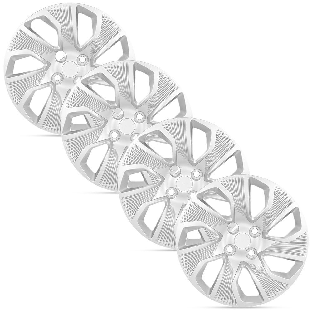 Jogo 4 Calota Modelo Esportiva Grand Siena Prata Aro 15 Grid - Spare Parts and Accessories for Vehicles