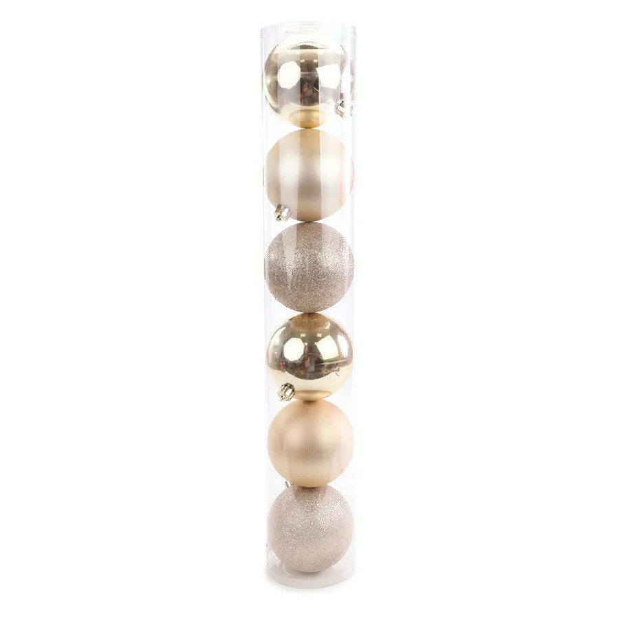 Bola de Natal em Tubo - Nude - 10cm - 6 unidades - Cromus - Rizzo
