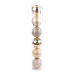 Bola de Natal em Tubo - Nude - 10cm - 6 unidades - Cromus - Rizzo