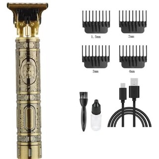 Máquina De Cortar Cabelo Barba Elétrica Profissional Recarregável USB Sem Fio Com 4 Pente…