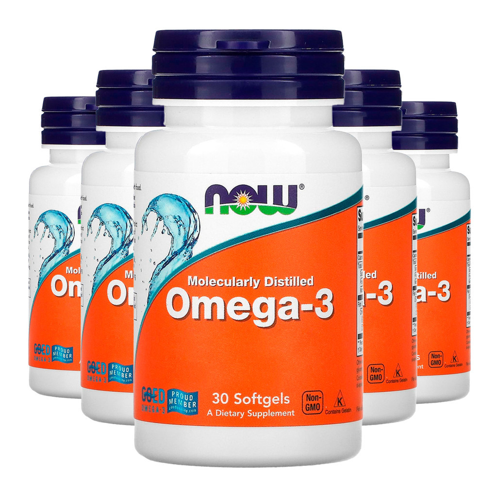 Kit 5x Ômega-3 Molecularmente Destilados Now Foods 30Softgels/Made in Usa - Health