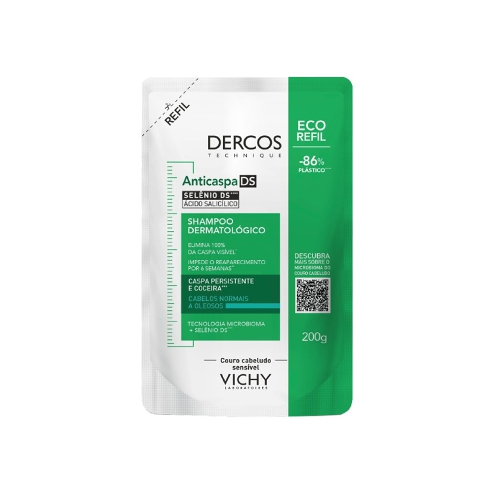 Shampoo Dercos Anticaspa DS Cabelos Normais a Oleosos Refil 200g - Beauty