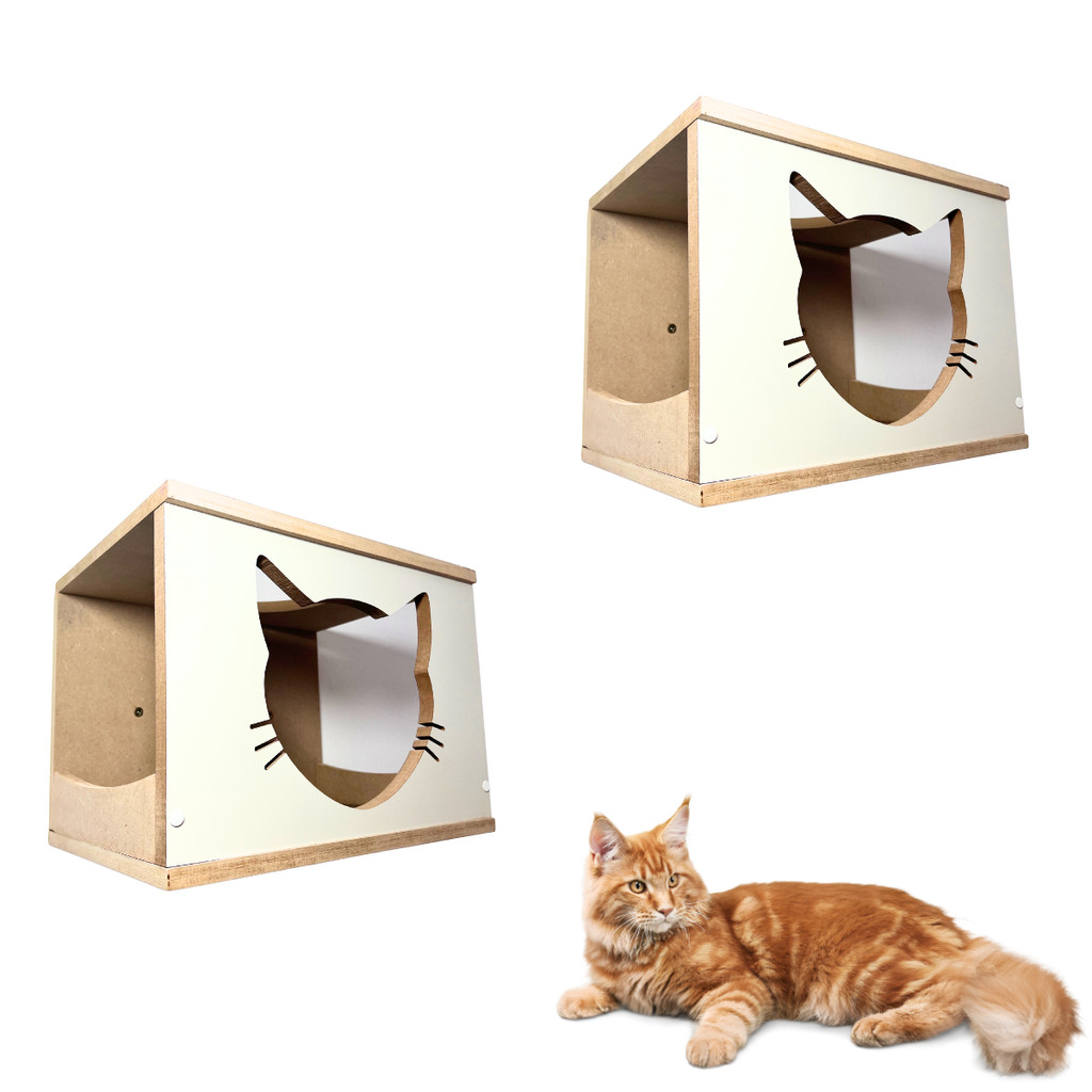 Nicho Para Gato REFORÇADO MDF 15MM Kit 2çs Com Carpete Antiderrapante Casinha de Gato Suspensa em Oferta na Shopee