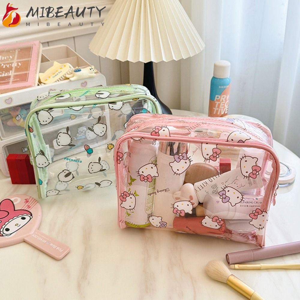 MIBEAUTY Saco De Viagem , Kawaii Cartoon Sanrio Maquiagem , Hello Kitty Kuromi Portátil Transparente Para Meninas Cosméticas