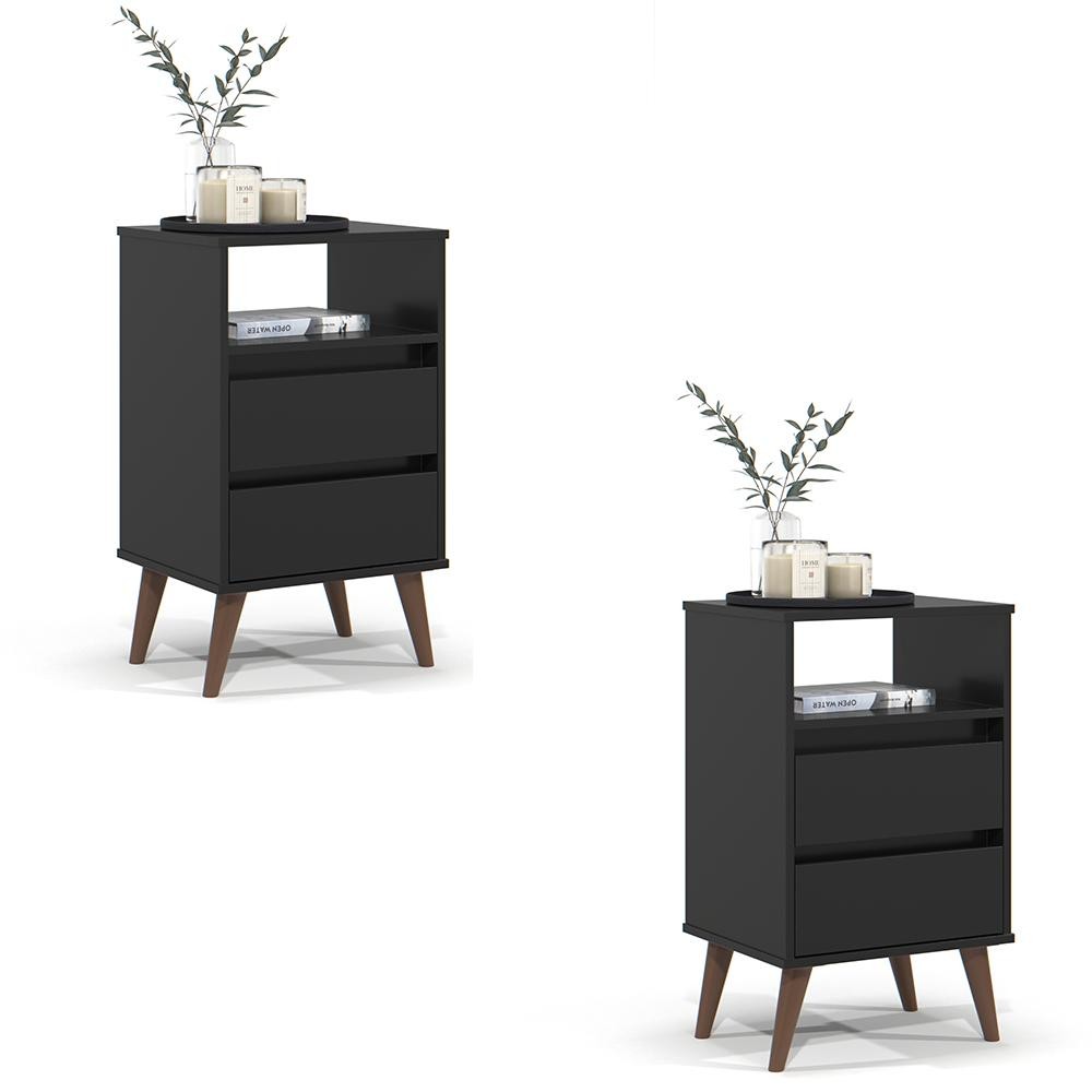 Kit 2 Mesa de Cabeceira Roma Quarto com 2 Gavetas em Oferta na Shopee