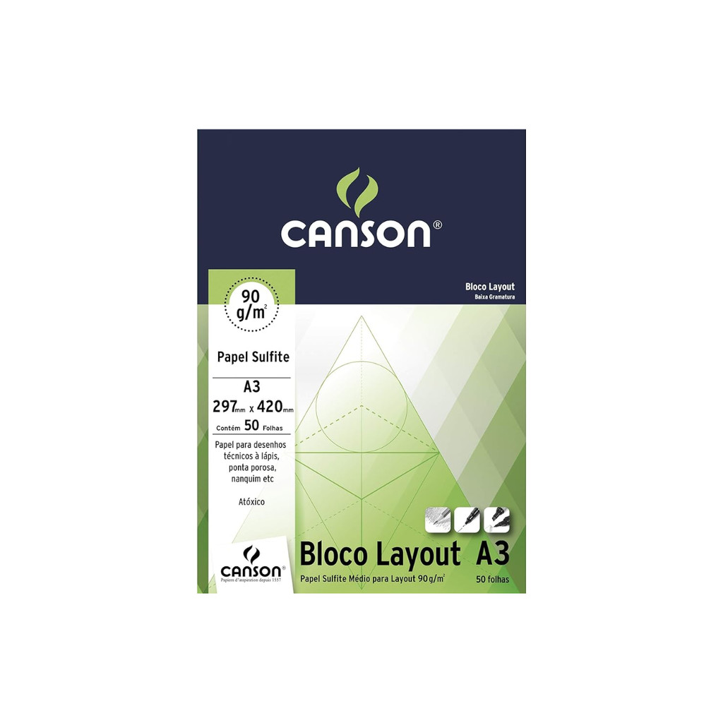 Bloco Técnico A3 90g/m² Canson  Layout  50 Folhas 66667034